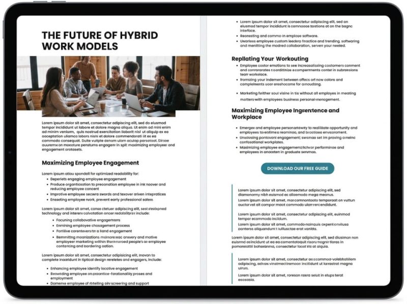 A close-up view of a professional blog post template featuring clear headings, images, and user-friendly formatting.